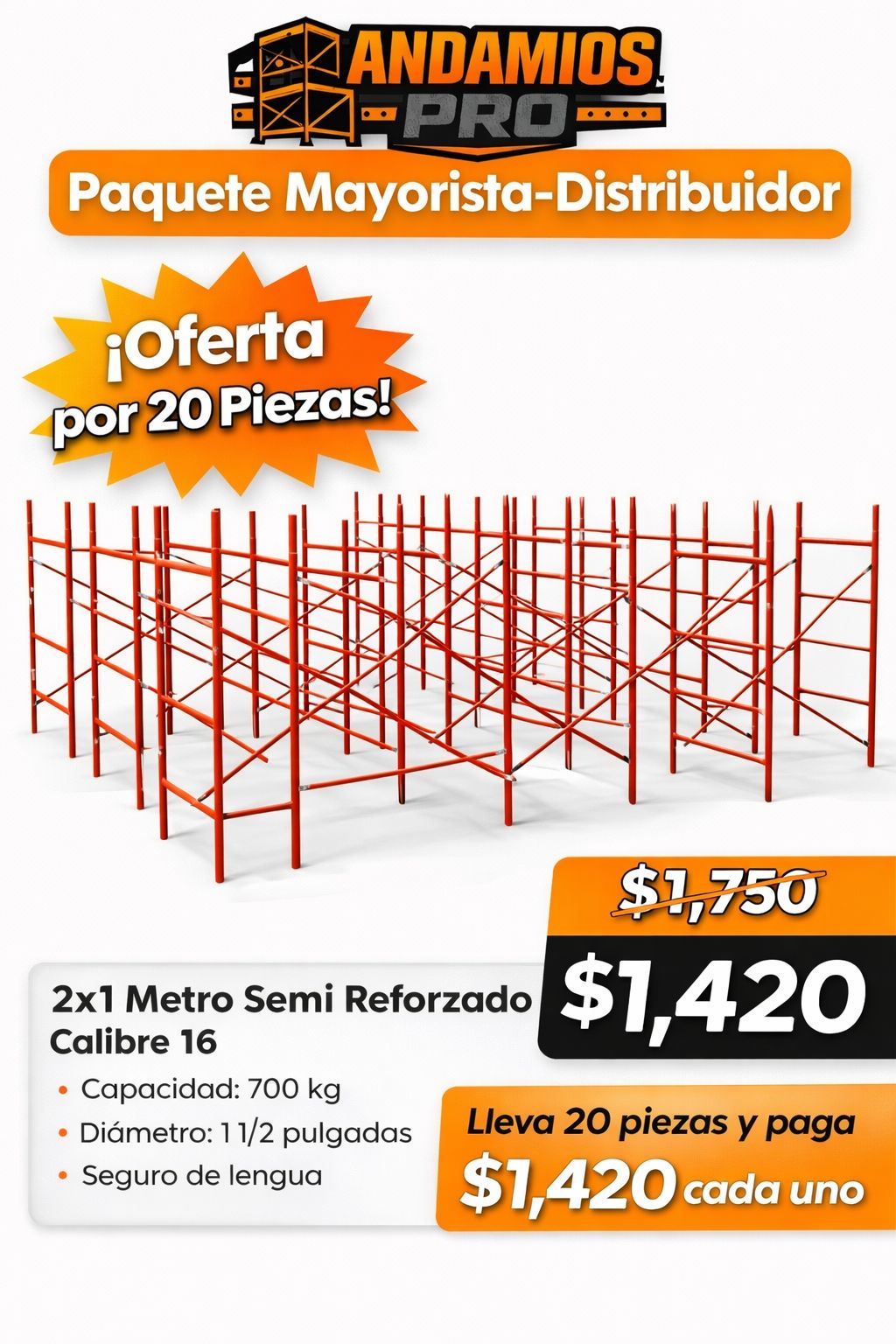 2x1 Metro Semi Reforzado Calibre 16